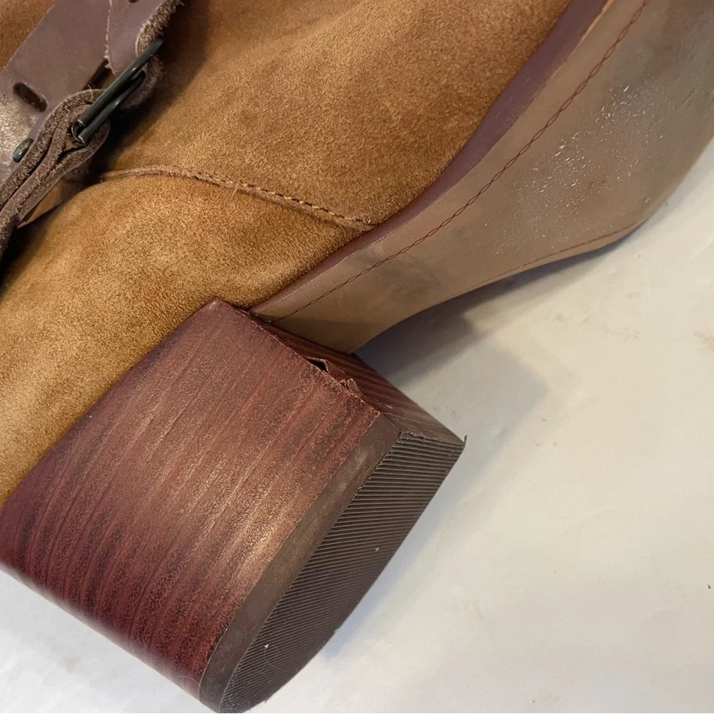 Nicole Brown Leather Suede Side Zip Bootie Shoes Size 10 M